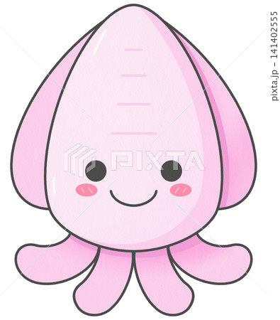Cute Cartoon Squid Character Cute Cartoon Squid Character 141402555