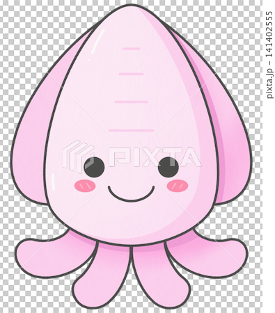 Cute Cartoon Squid Character Cute Cartoon Squid Character 141402555
