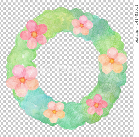 A watercolor wreath of pink flowers A watercolor wreath of pink flowers 141403011