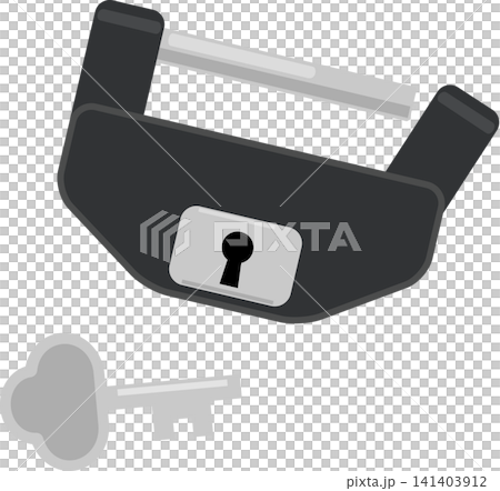 Open black warehouse lock and key Open black warehouse lock and key 141403912
