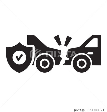 Car accident icon featuring a vehicle collision and insurance, symbolizing vehicle damage. Car accident icon featuring a vehicle collision and insurance, symbolizing vehicle damage. 141404121