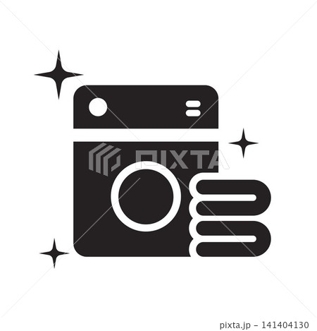 Clean Washing Machine Icon with Towel and Household Appliances Clean Washing Machine Icon with Towel and Household Appliances 141404130