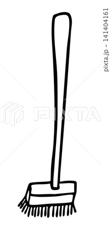 Hand drawn broom cartoon outline for colouring book, toiletry, bathroom, office, home, house, interior, vanity, lifestyle, morning routine, washroom, cleaning, department store, grocery, supermarket Hand drawn broom cartoon outline for colouring book, toiletry, bathroom, office, home, house, interior, vanity, lifestyle, morning routine, washroom, cleaning, department store, grocery, supermarket 141404161