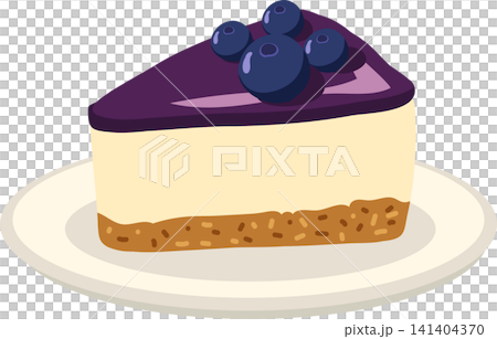 Blueberry Cheesecake Slice with Fresh Berries and Biscuit Crust Illustration Blueberry Cheesecake Slice with Fresh Berries and Biscuit Crust Illustration 141404370
