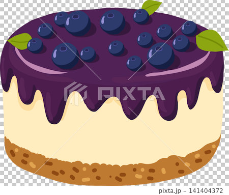 Fresh blueberry cake featuring cream cheese filling, crumb base and fruit topping, 141404372