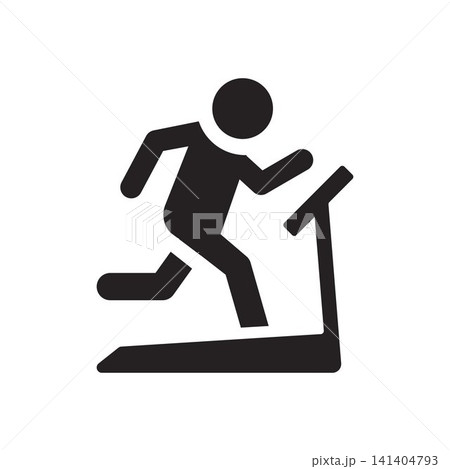 Treadmill Running Icon Vector for Cardio Fitness and Indoor Exercise Treadmill Running Icon Vector for Cardio Fitness and Indoor Exercise 141404793