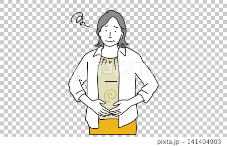 メタボリックで悩む中年の女性イラスト素材 141404903