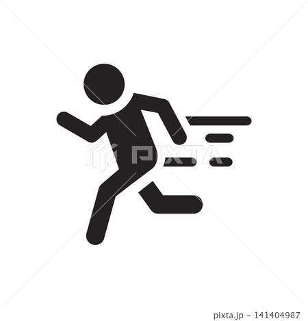 An icon of a person running, with a motion that symbolizes speed. An icon of a person running, with a motion that symbolizes speed. 141404987