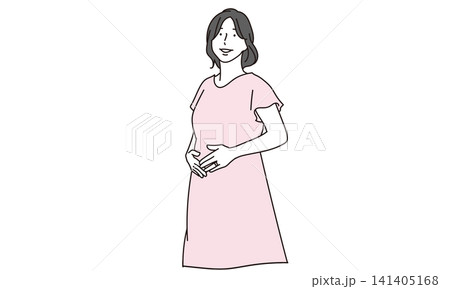 妊娠初期イメージの女性の立ち姿のイラスト素材 妊娠初期イメージの女性の立ち姿のイラスト素材 141405168