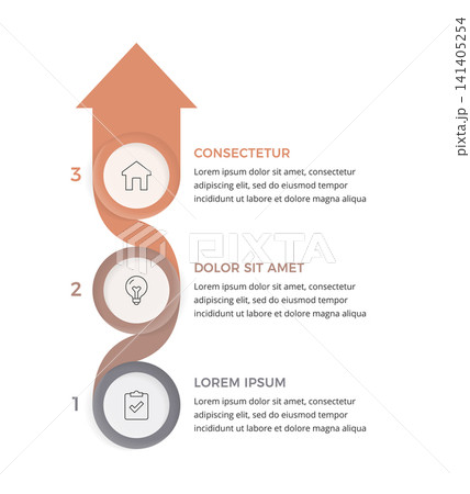 Three Step Vertical Arrow Infographic Template Three Step Vertical Arrow Infographic Template 141405254
