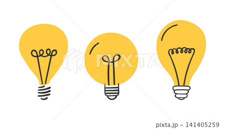 Hand Drawn Light Bulbs Set Hand Drawn Light Bulbs Set 141405259