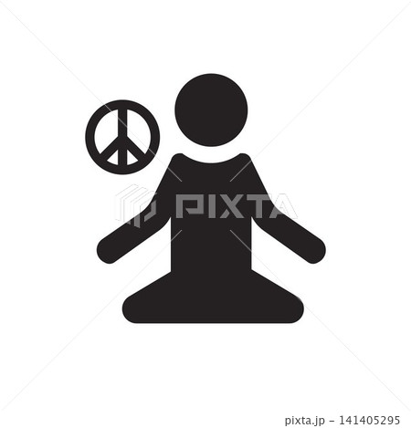Relaxing Meditation Icon with Peace Symbol Relaxing Meditation Icon with Peace Symbol 141405295