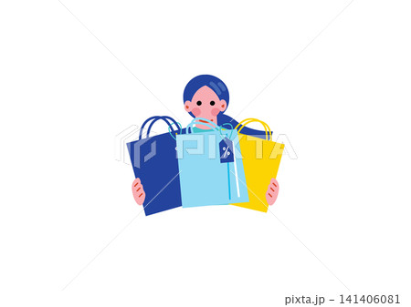 買い物を楽しむ女性のイラスト 141406081