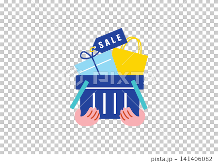 商品が入った買い物かごのイラスト 141406082