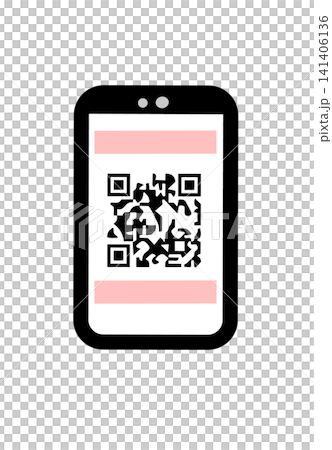 Illustration of a smartphone with a QR code displayed on the screen (cashless payment, electronic payment, vector) Illustration of a smartphone with a QR code displayed on the screen (cashless payment, electronic payment, vector) 141406136