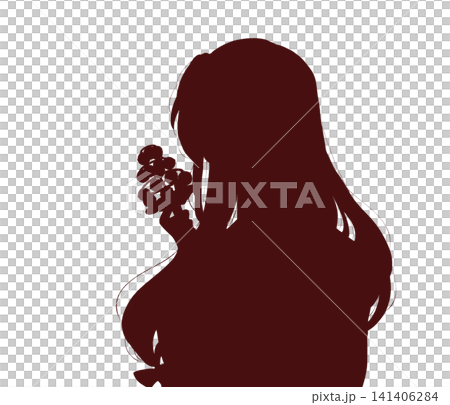 A silhouette of a shrine maiden holding a Kagura bell. A silhouette of a shrine maiden holding a Kagura bell. 141406284