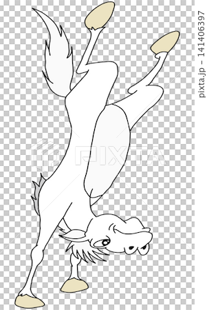 手繪動物插畫☆白馬 141406397