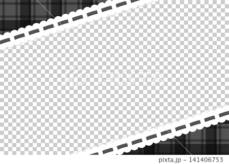 Monochrome gingham check and frill frame | Cute message decorative material Monochrome gingham check and frill frame | Cute message decorative material 141406753