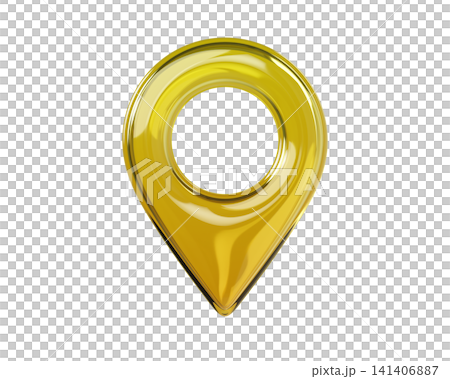 Glossy yellow 3D map location pin icon. Front view. Transparent glass navigation marker isolated on background for GPS, map, travel and UI design. 3d render. Glossy yellow 3D map location pin icon. Front view. Transparent glass navigation marker isolated on background for GPS, map, travel and UI design. 3d render. 141406887