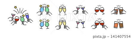 お酒の乾杯シーンのイラスト集 お酒の乾杯シーンのイラスト集 141407554