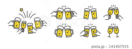 お酒の乾杯シーンのイラスト集 お酒の乾杯シーンのイラスト集 141407555