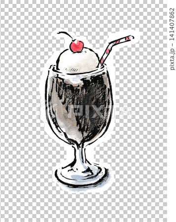 絵手紙風レトロ喫茶店でいただきたいコーヒーフロート 絵手紙風レトロ喫茶店でいただきたいコーヒーフロート 141407862