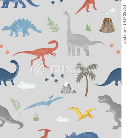 Soft Light Watercolor Floral Geometric and Landscape Seamless Pattern Collection 141408053