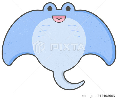 Cute cartoon stingray manta ray marine sea creature 141408603