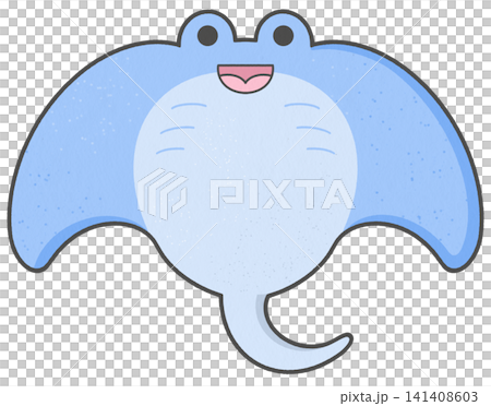 Cute cartoon stingray manta ray marine sea creature 141408603