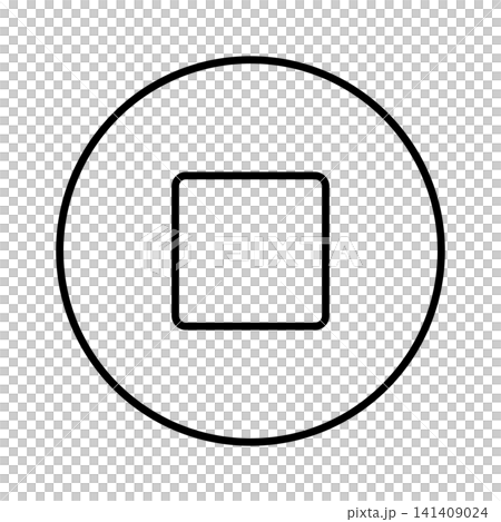 停止ボタンのシンプルなアイコンイラスト（線画）02 141409024