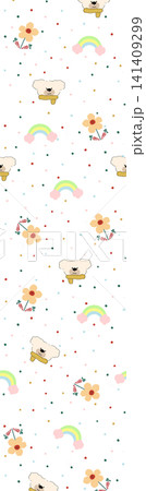 Cute Hand Drawn Cartoon Dog Animal and Festive Scene Seamless Pattern Collection 141409299