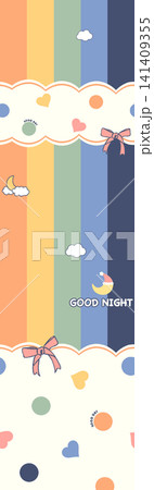 Sweet Kawaii Cartoon Cat Dessert Check Lace and Geometric Seamless Pattern Collection 141409355