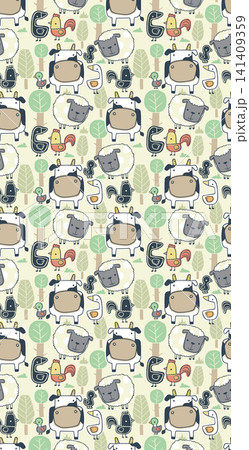Sweet Kawaii Cartoon Cat Dessert Check Lace and Geometric Seamless Pattern Collection 141409359