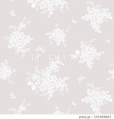 Soft Pastel Watercolor Tulip Rose and Ditsy Wildflower Seamless Pattern Collection 141409663