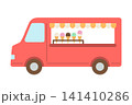 アイスクリームを販売する赤いキッチンカー 141410286