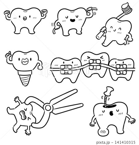 vector set of teeth and dental procedure vector set of teeth and dental procedure 141410315