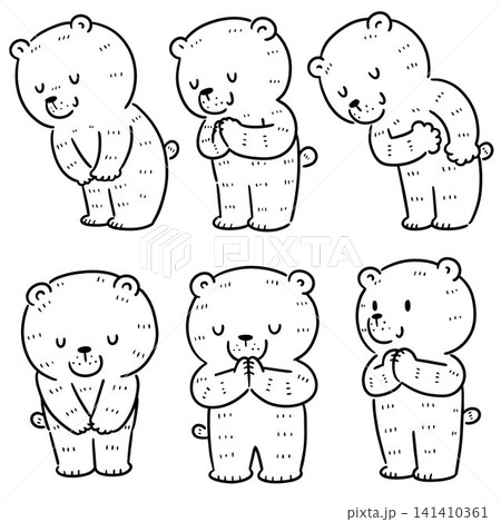 vector set of bear thankful pose vector set of bear thankful pose 141410361