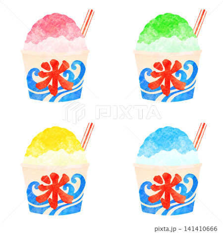 水彩風のかき氷イラストセット 夏 祭り 水彩風のかき氷イラストセット 夏 祭り 141410666