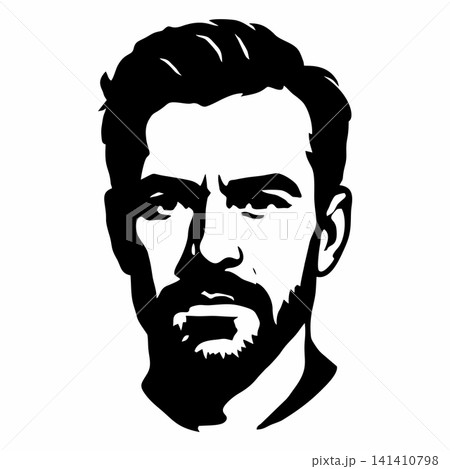 Vector silhouette icon of a bearded man's portrait 141410798