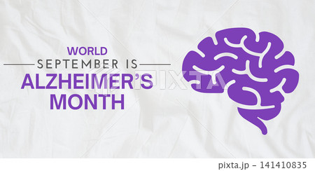 Alzheimer's awareness. Purple brain illustration highlights Alzheimers awareness month Alzheimer's awareness. Purple brain illustration highlights Alzheimers awareness month 141410835