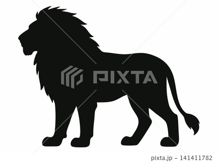 Black lion silhouette on white background. 141411782