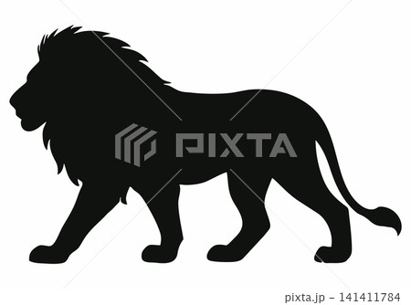 Black lion silhouette on white background. 141411784