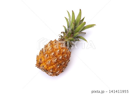 Pineapple on a white background. Juicy pineapple close-up on an isolated white background. Pineapple on a white background. Juicy pineapple close-up on an isolated white background. 141411955