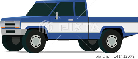Old school pickup truck angled front side view illustration 141412078