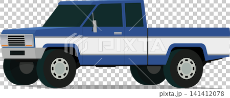 Old school pickup truck angled front side view illustration 141412078