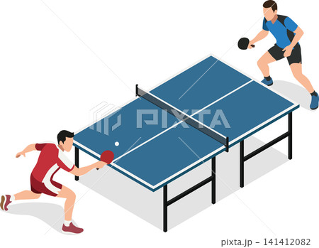Athletes competing in table tennis match Athletes competing in table tennis match 141412082