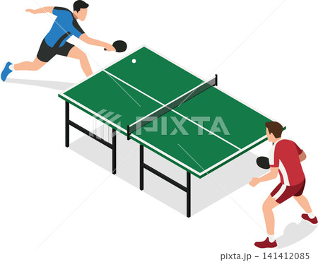 Two players playing ping pong Two players playing ping pong 141412085