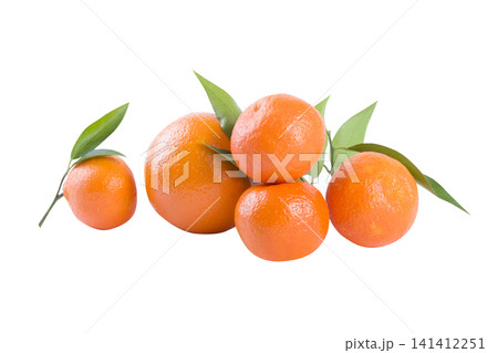 The fresh mandarines isolated on white background. Oranges are arranged in rows. Placed on a white background. 141412251
