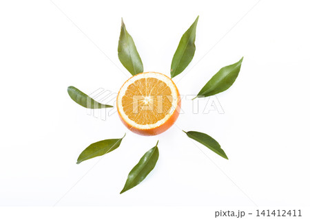Oranges on a white background. Fresh citrus fruits on a white background. Oranges on a white background. Fresh citrus fruits on a white background. 141412411