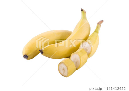 Bananas on a white background. Fresh tropical fruits on a white background. Bananas on a white background. Fresh tropical fruits on a white background. 141412422